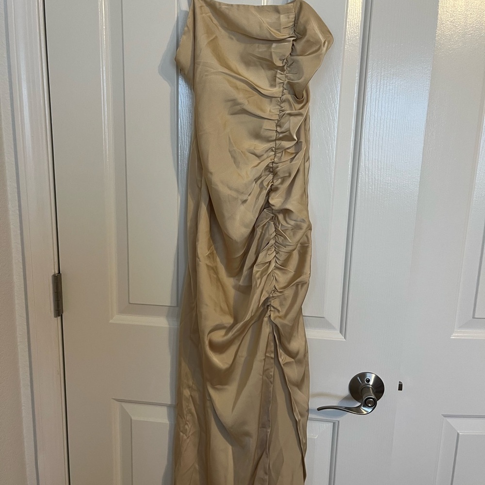 Ruched Gold Dress